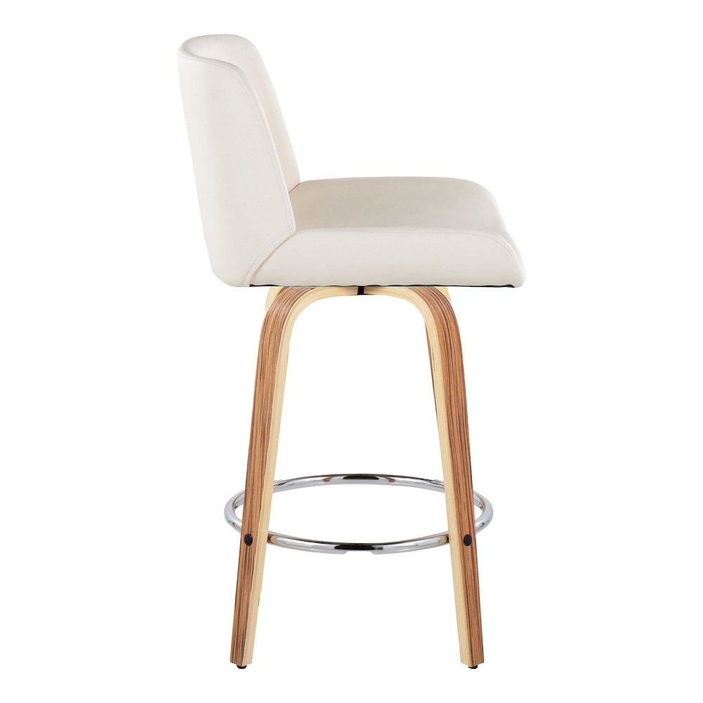 Santi 25" Fixed-Height Counter Stool - Set of 2 in Zebra Wood. Picture 3