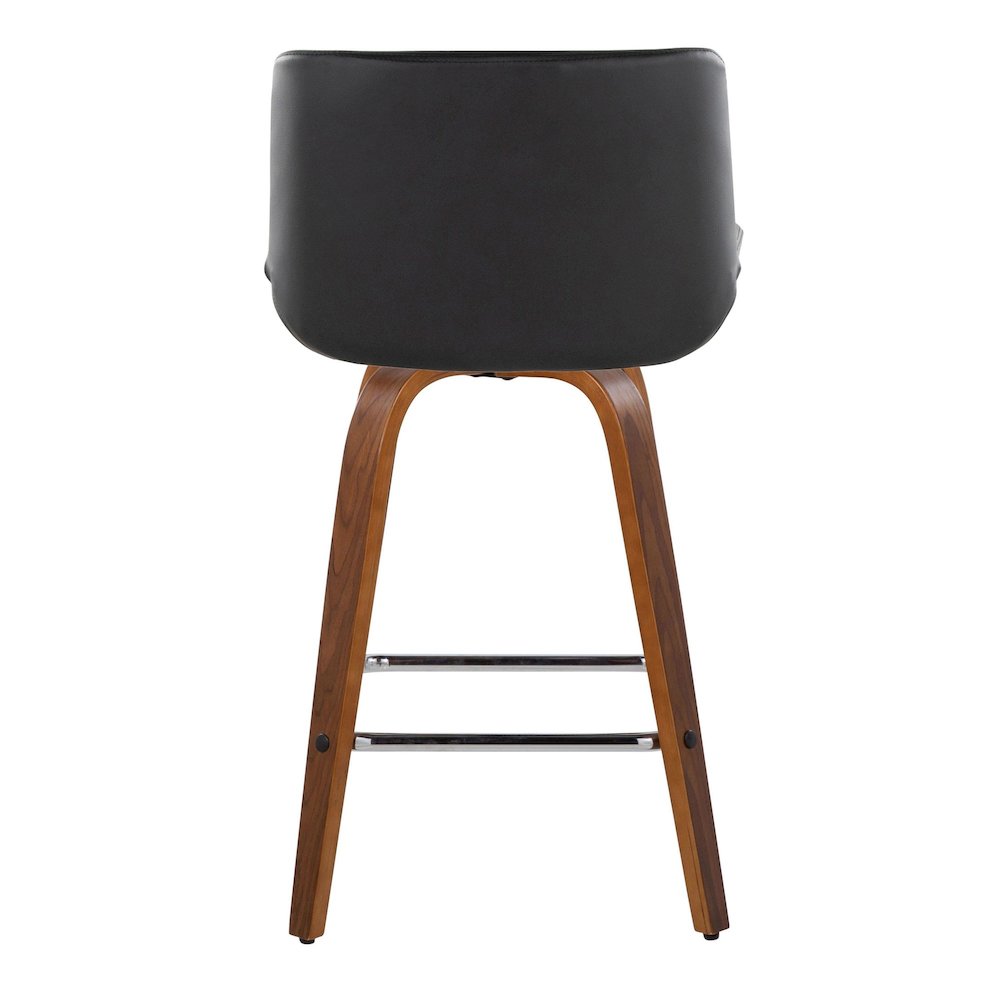 Santi 25" Fixed-Height Counter Stool - Set of 2 in Walnut Wood. Picture 5
