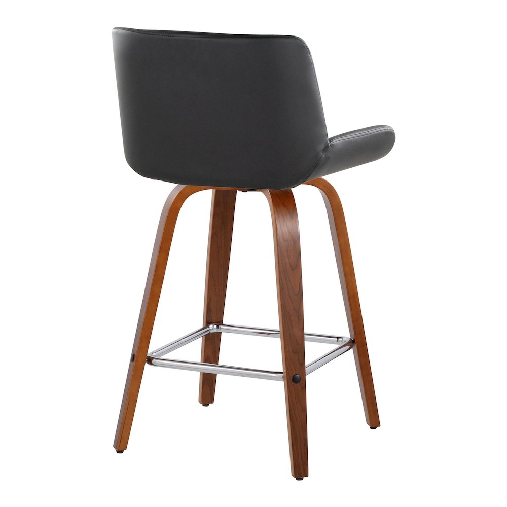 Santi 25" Fixed-Height Counter Stool - Set of 2 in Walnut Wood. Picture 4