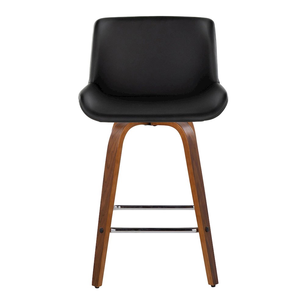 Santi 25" Fixed-Height Counter Stool - Set of 2 in Walnut Wood. Picture 6
