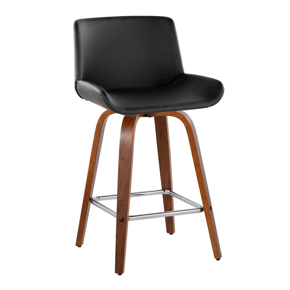 Santi 25" Fixed-Height Counter Stool - Set of 2 in Walnut Wood. Picture 2
