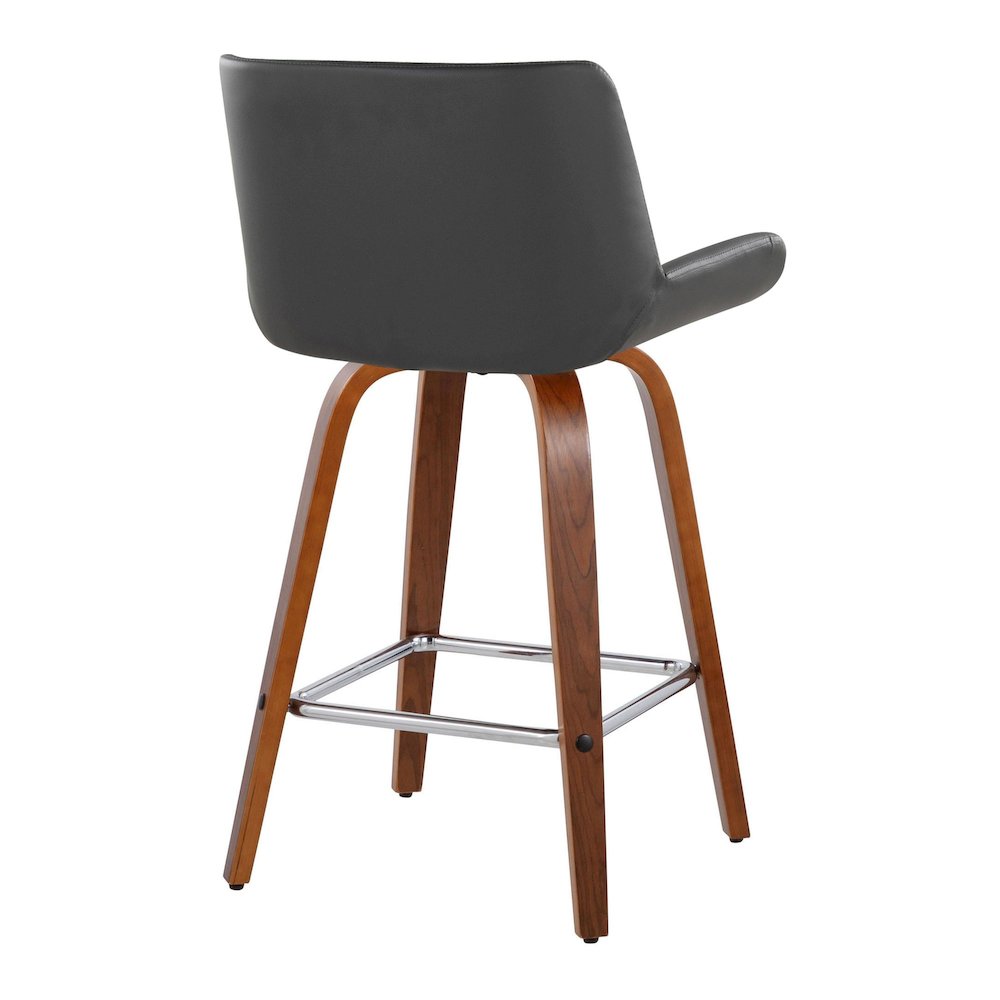 Santi 25" Fixed-Height Counter Stool - Set of 2 in Walnut Wood. Picture 4