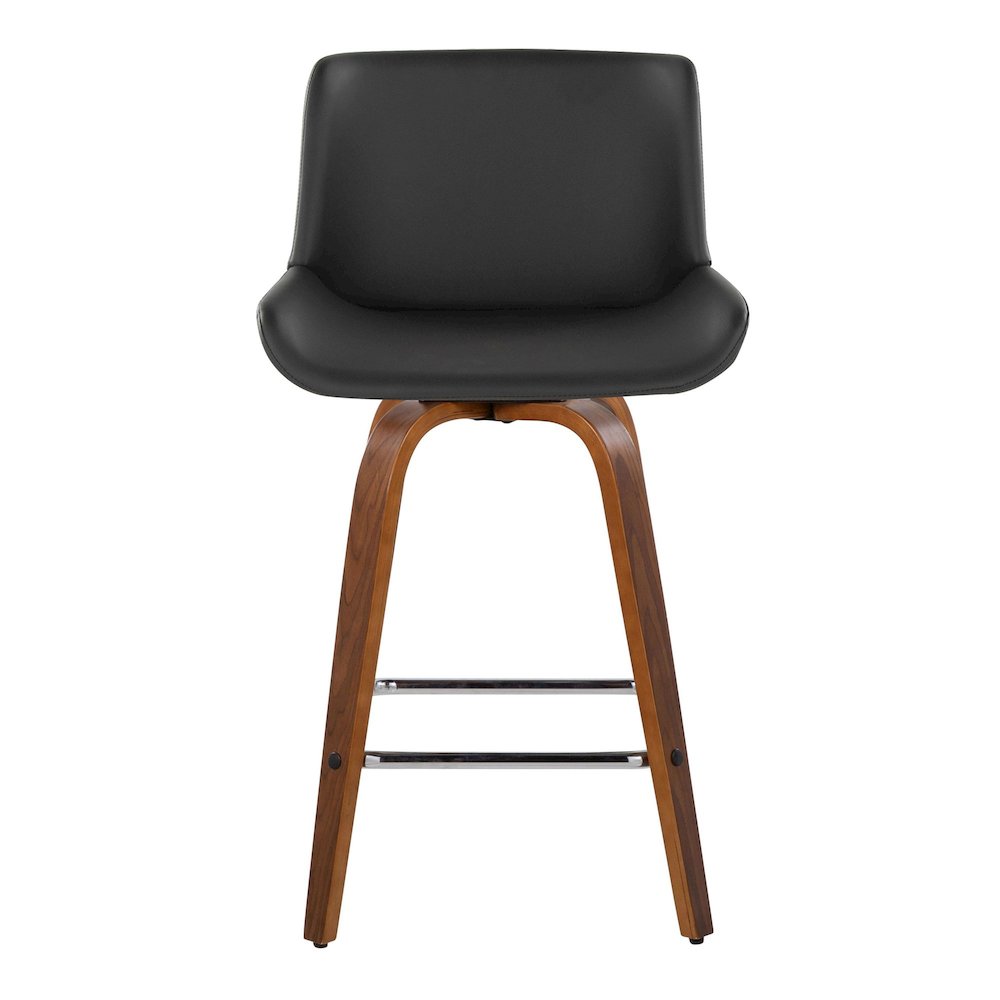 Santi 25" Fixed-Height Counter Stool - Set of 2 in Walnut Wood. Picture 6