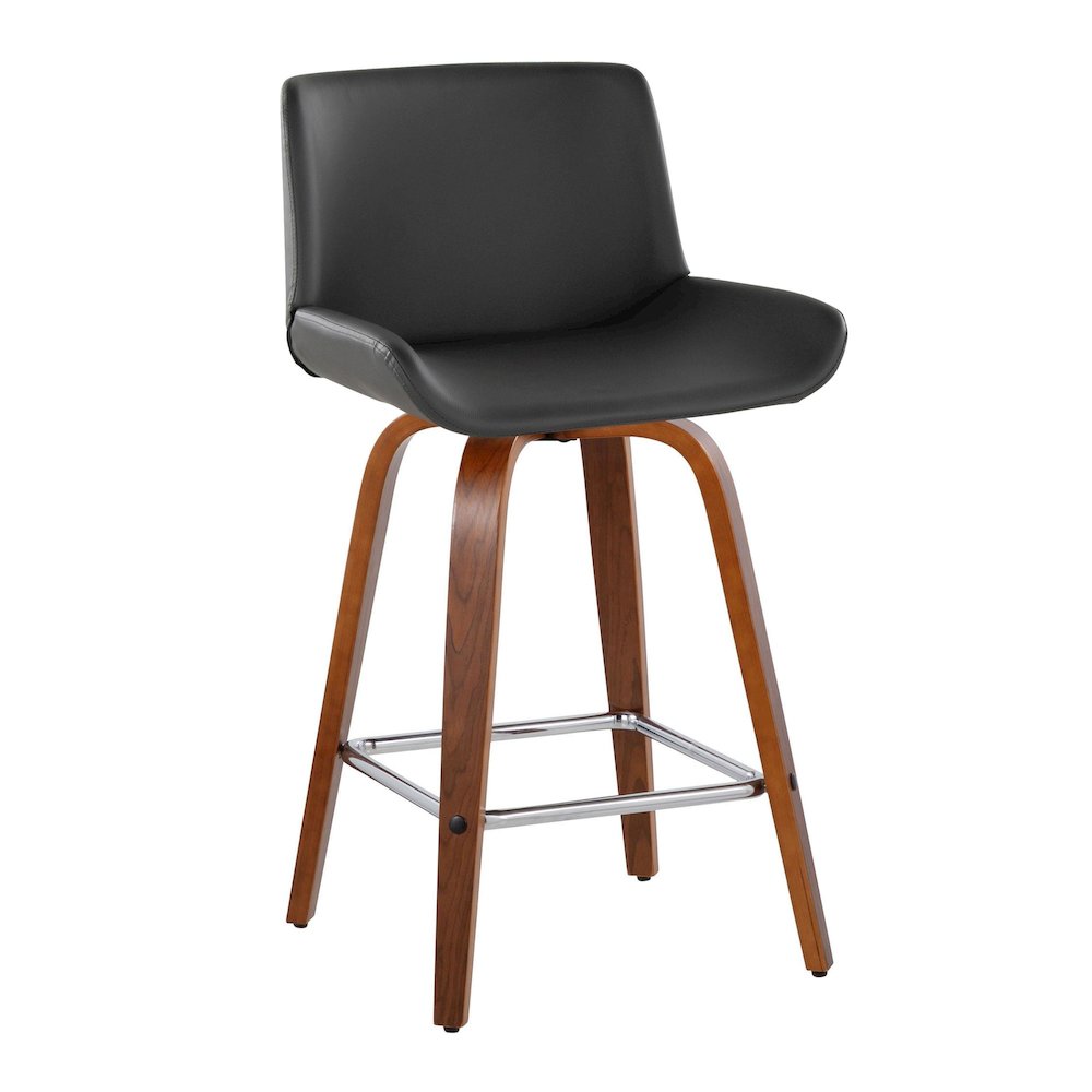 Santi 25" Fixed-Height Counter Stool - Set of 2 in Walnut Wood. Picture 2