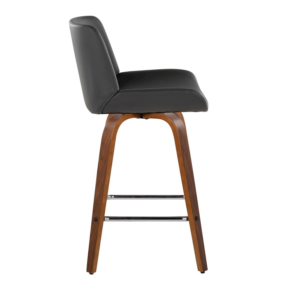 Santi 25" Fixed-Height Counter Stool - Set of 2 in Walnut Wood. Picture 3