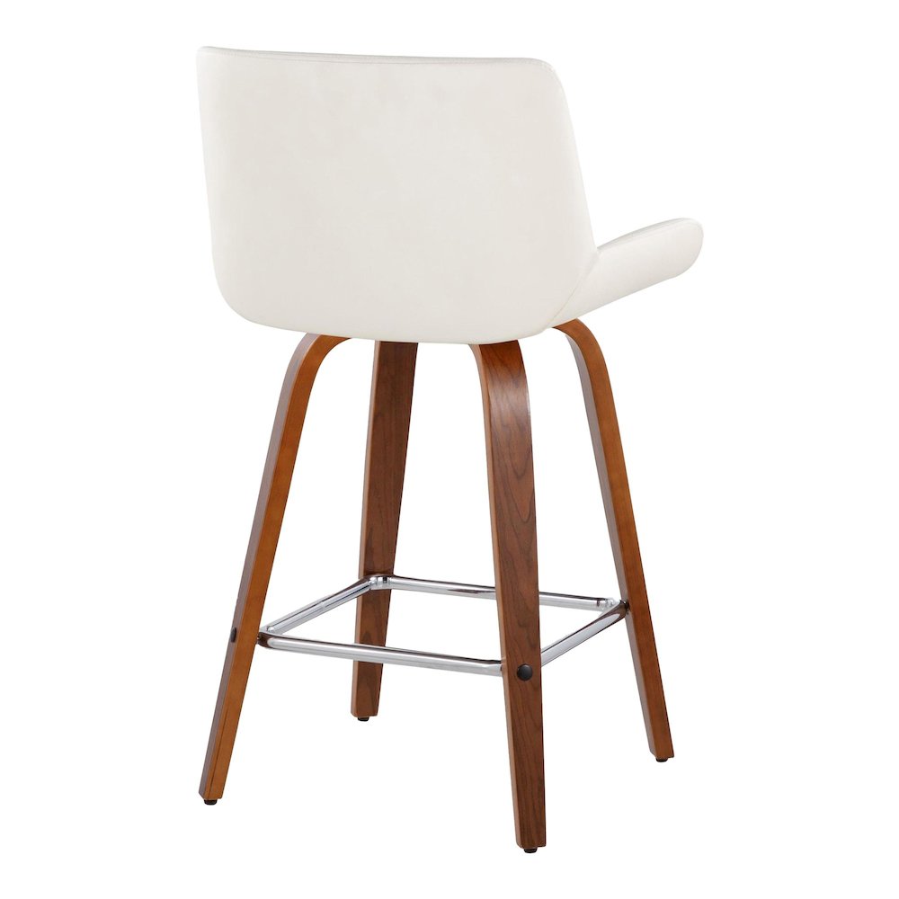 Santi 25" Fixed-Height Counter Stool - Set of 2 in Walnut Wood. Picture 4