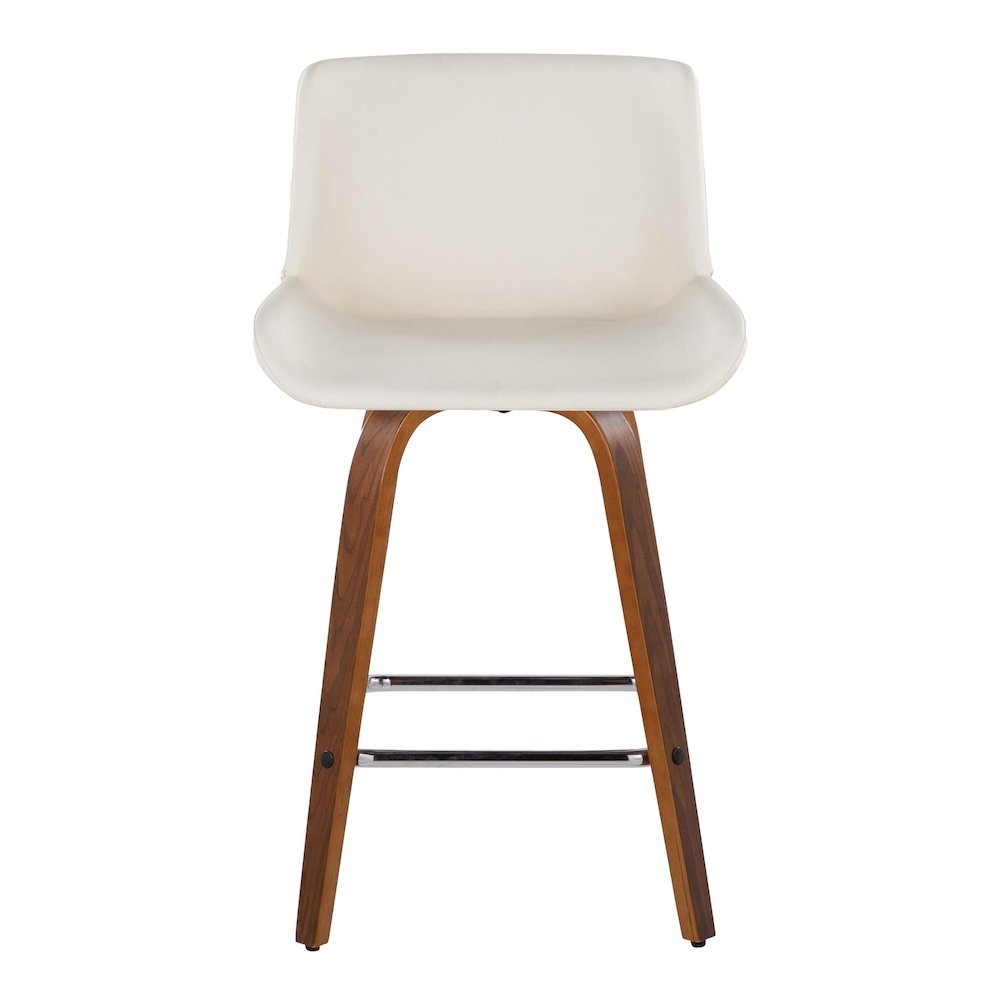 Santi 25" Fixed-Height Counter Stool - Set of 2 in Walnut Wood. Picture 6