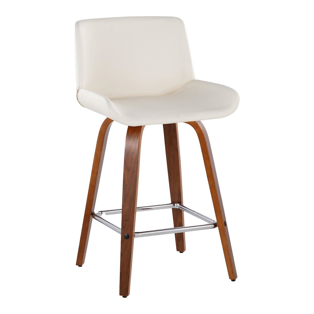 Santi 25" Fixed-Height Counter Stool - Set of 2 in Walnut Wood. Picture 2