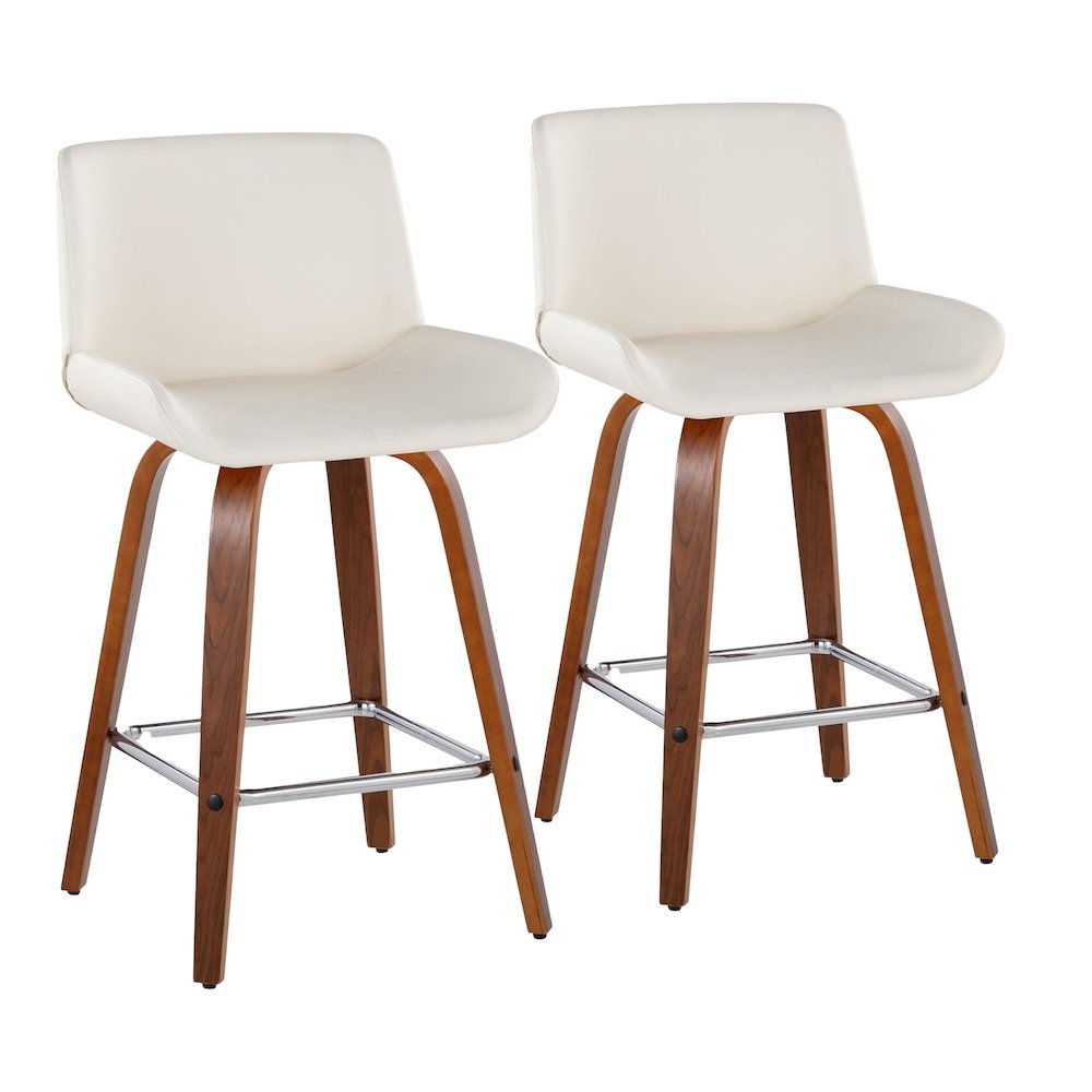 Santi 25" Fixed-Height Counter Stool - Set of 2 in Walnut Wood. Picture 1
