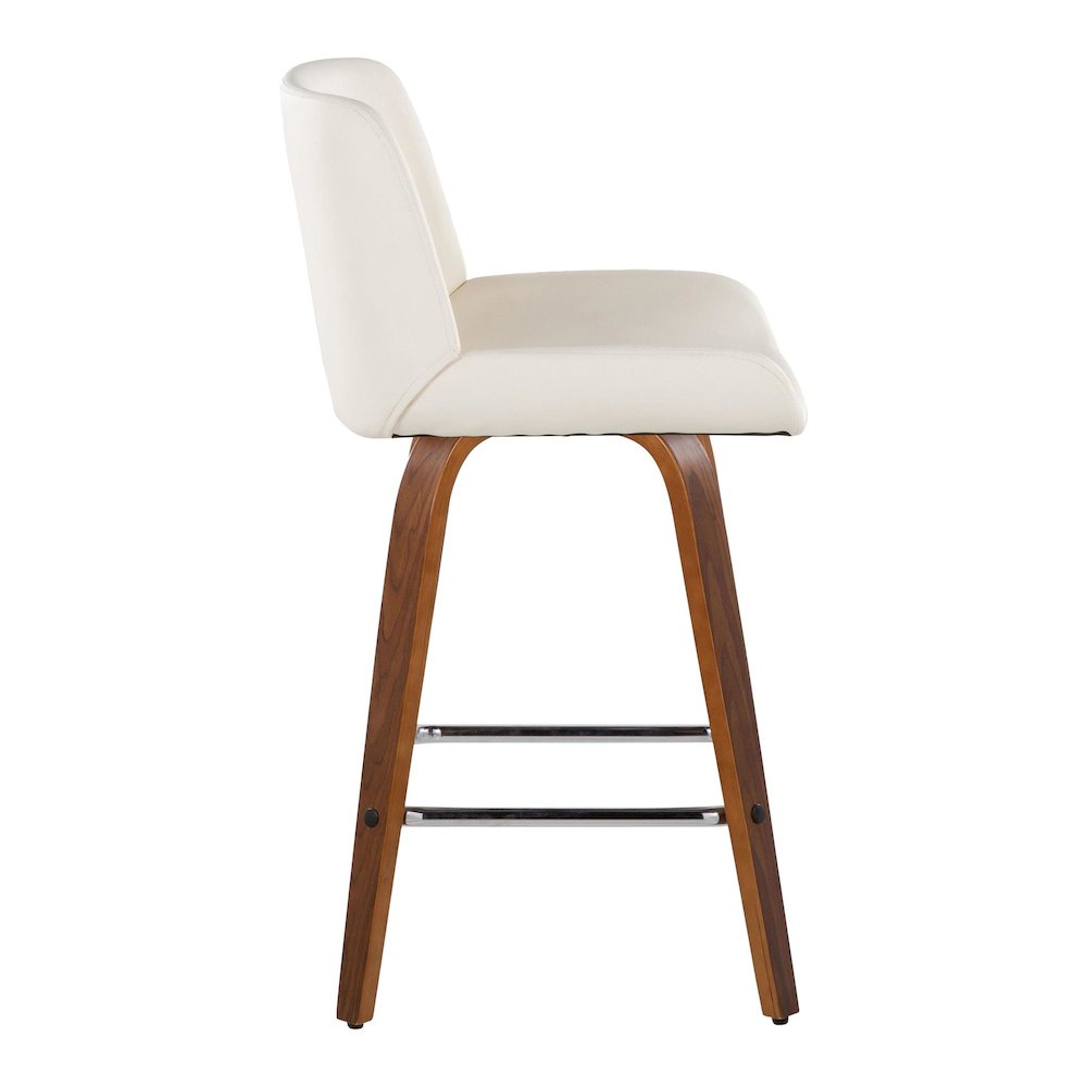 Santi 25" Fixed-Height Counter Stool - Set of 2 in Walnut Wood. Picture 3