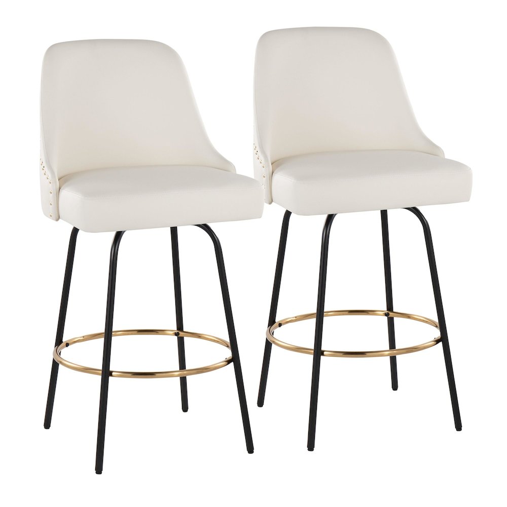 Studded Marcel 27" Fixed-Height Counter Stool - Set of 2. Picture 1