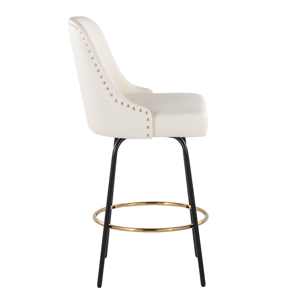 Studded Marcel 27" Fixed-Height Counter Stool - Set of 2. Picture 3