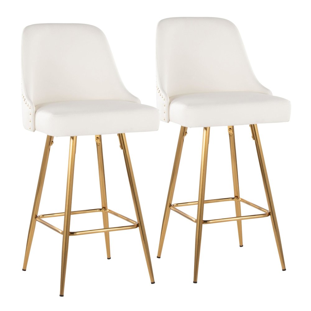 Studded Marcel 27" Fixed-Height Counter Stool - Set of 2. Picture 1