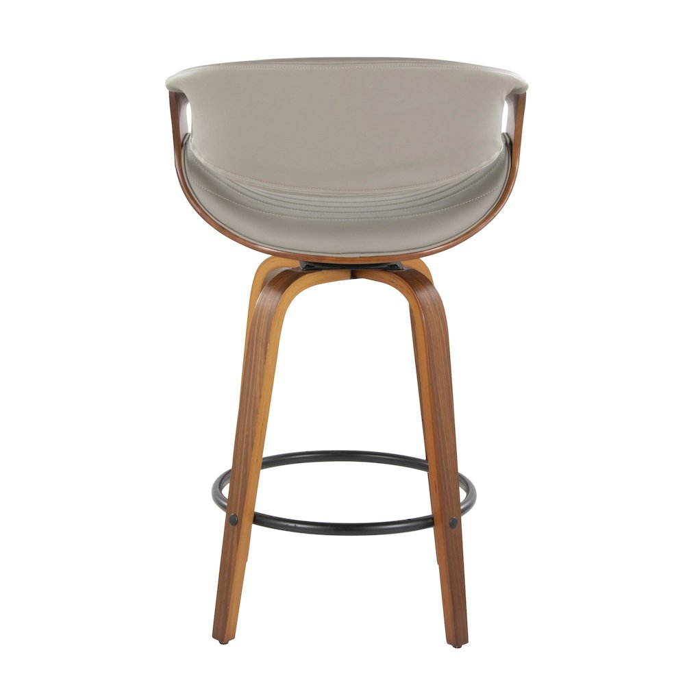 Walnut Wood, Grey PU, Black Metal Symphony Counter Stool - Set of 2. Picture 5