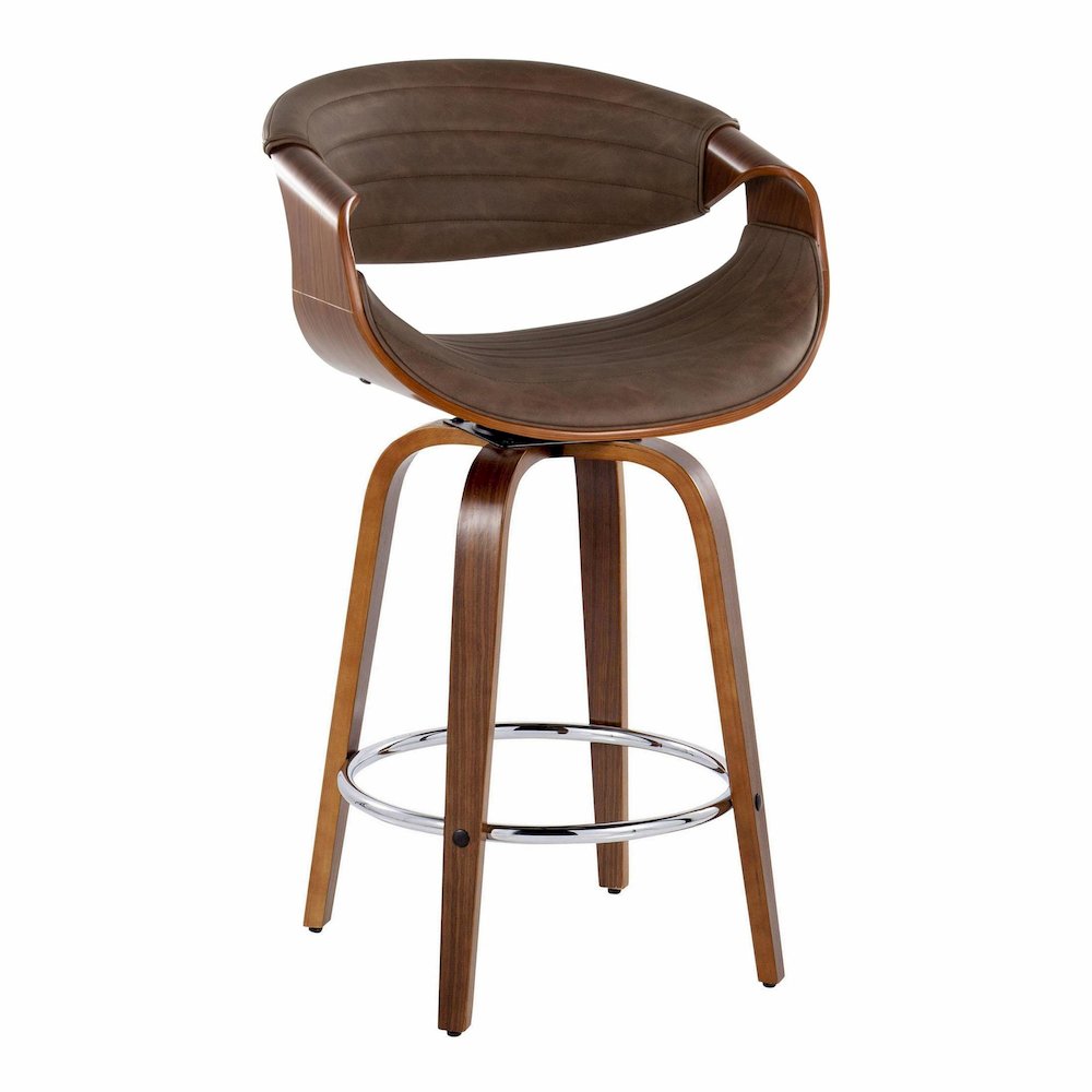 Symphony 26" Fixed-Height Counter Stool - Set of 2 in Walnut Wood. Picture 2