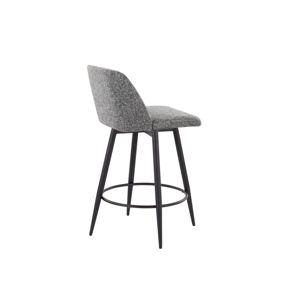 Grey Noise Fabric, Black Metal Toriano 26" Fixed Height Counter Stool - Set of 2. Picture 4