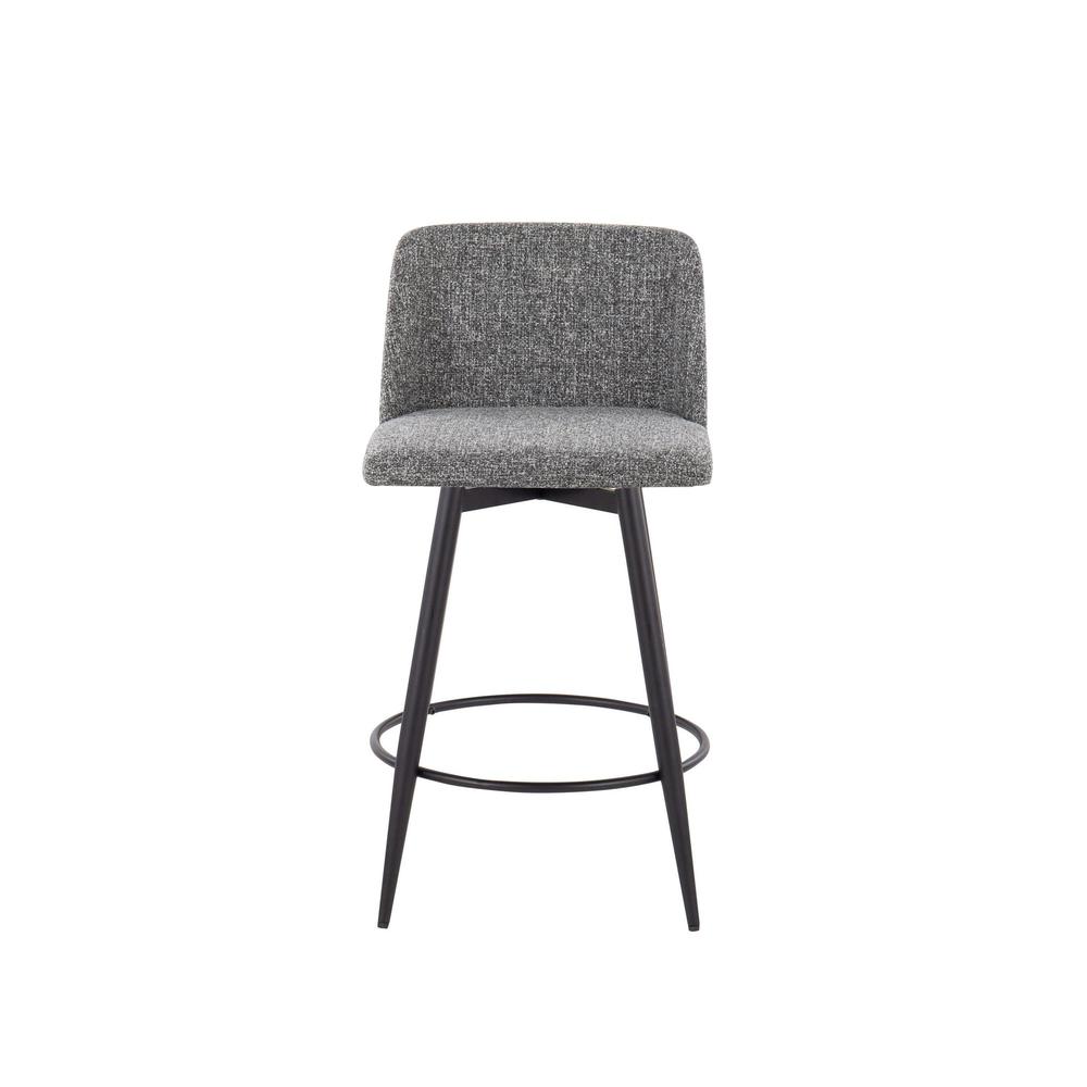 Grey Noise Fabric, Black Metal Toriano 26" Fixed Height Counter Stool - Set of 2. Picture 6