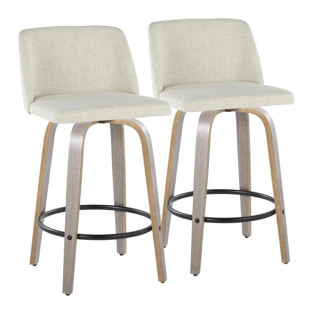 Grey Toriano 26" Fixed-Height Counter Stool - Set of 2. Picture 1