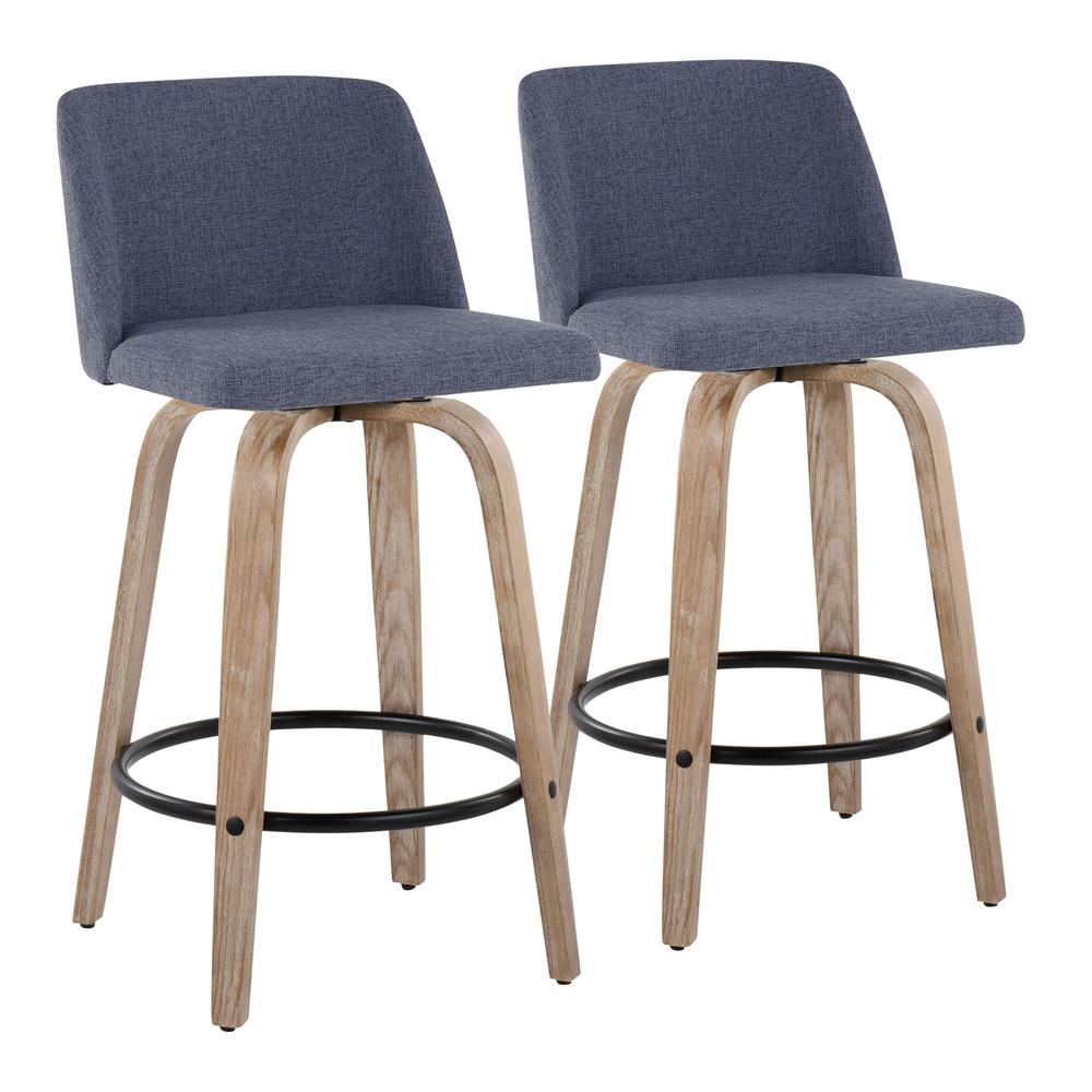 White Toriano 26" Fixed-Height Counter Stool - Set of 2. Picture 1