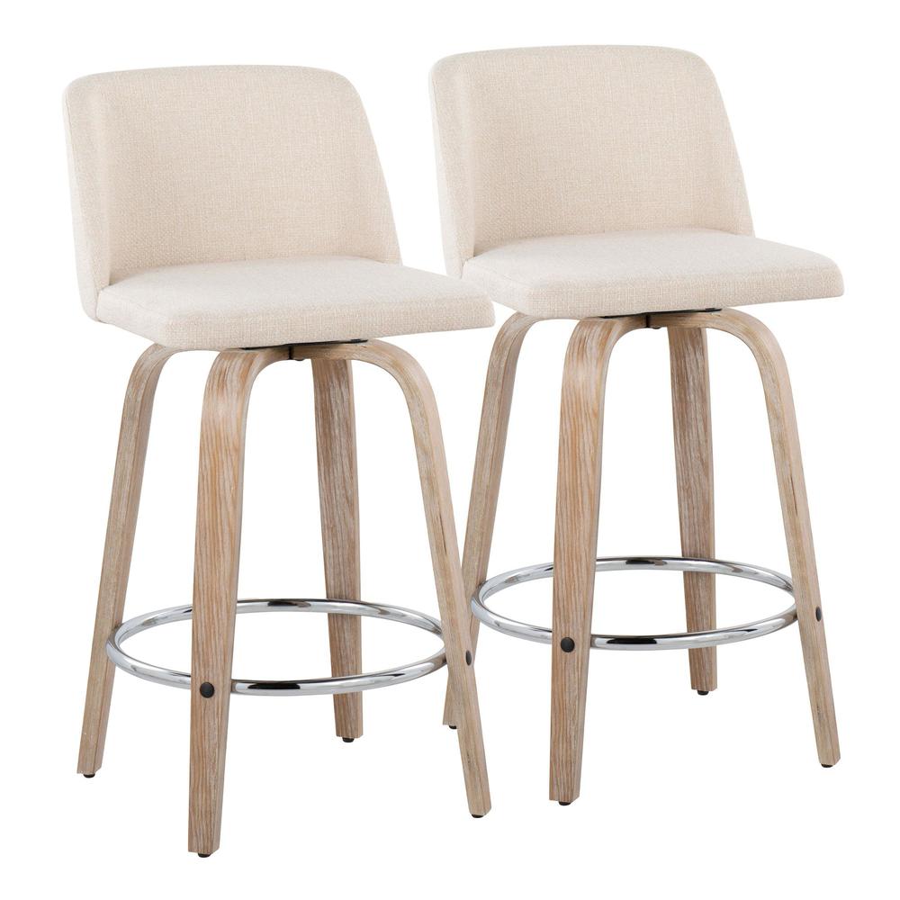 White Toriano 26" Fixed-Height Counter Stool - Set of 2. Picture 1