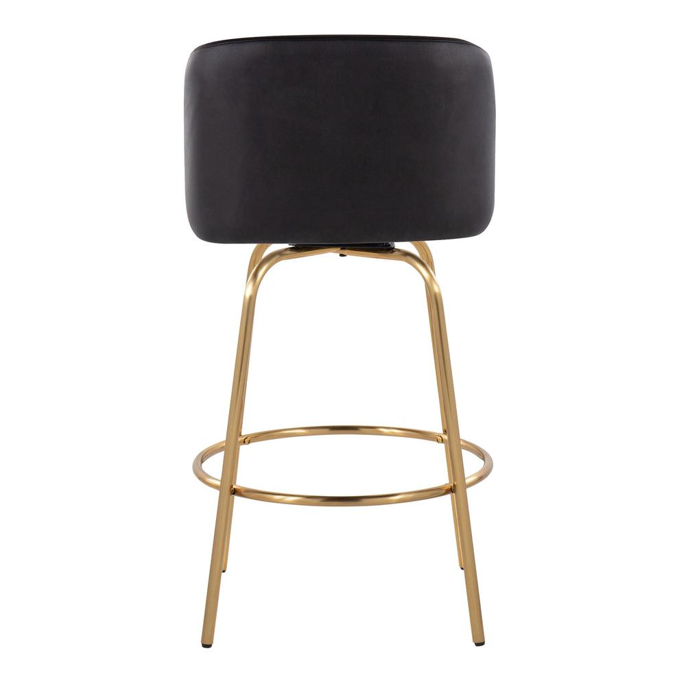 Black PU, Gold Metal Toriano 26" Fixed-Height Counter Stool - Set of 2. Picture 5