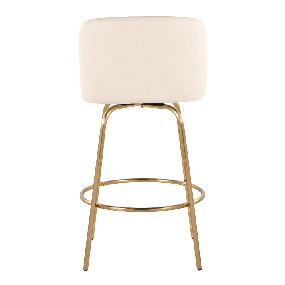 Cream PU, Gold Metal Toriano 26" Fixed-Height Counter Stool - Set of 2. Picture 5