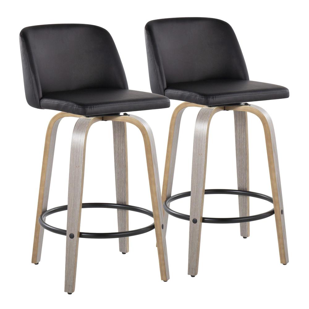 Grey Toriano 26" Fixed-Height Counter Stool - Set of 2. Picture 1