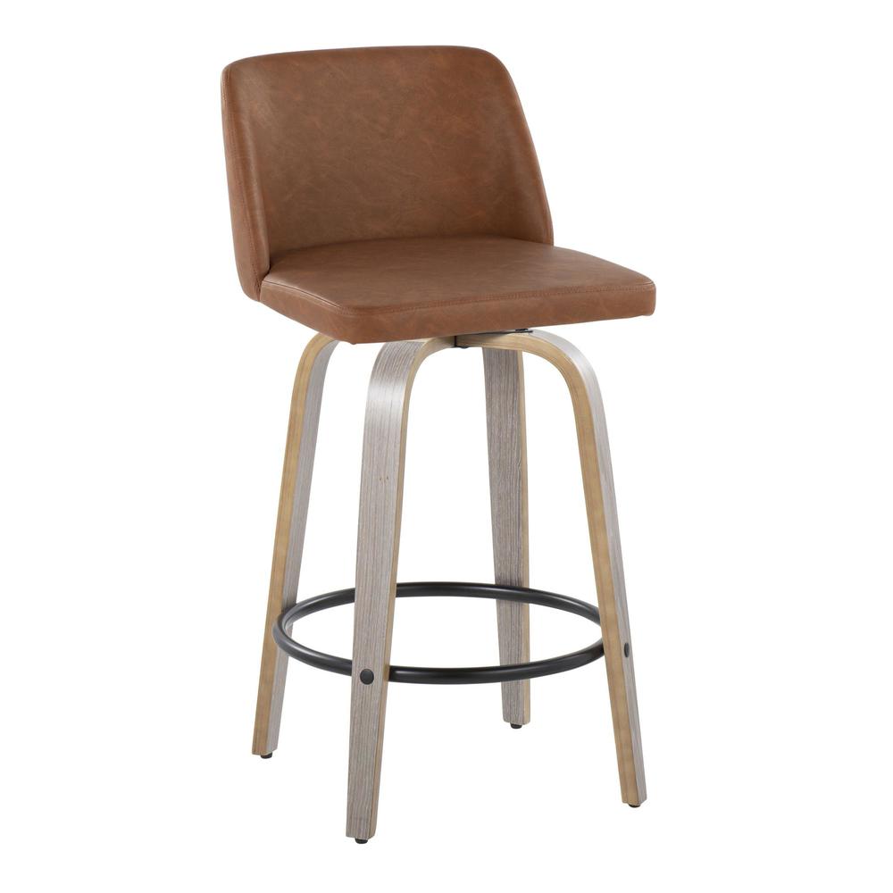 Grey Toriano 26" Fixed-Height Counter Stool - Set of 2. Picture 2