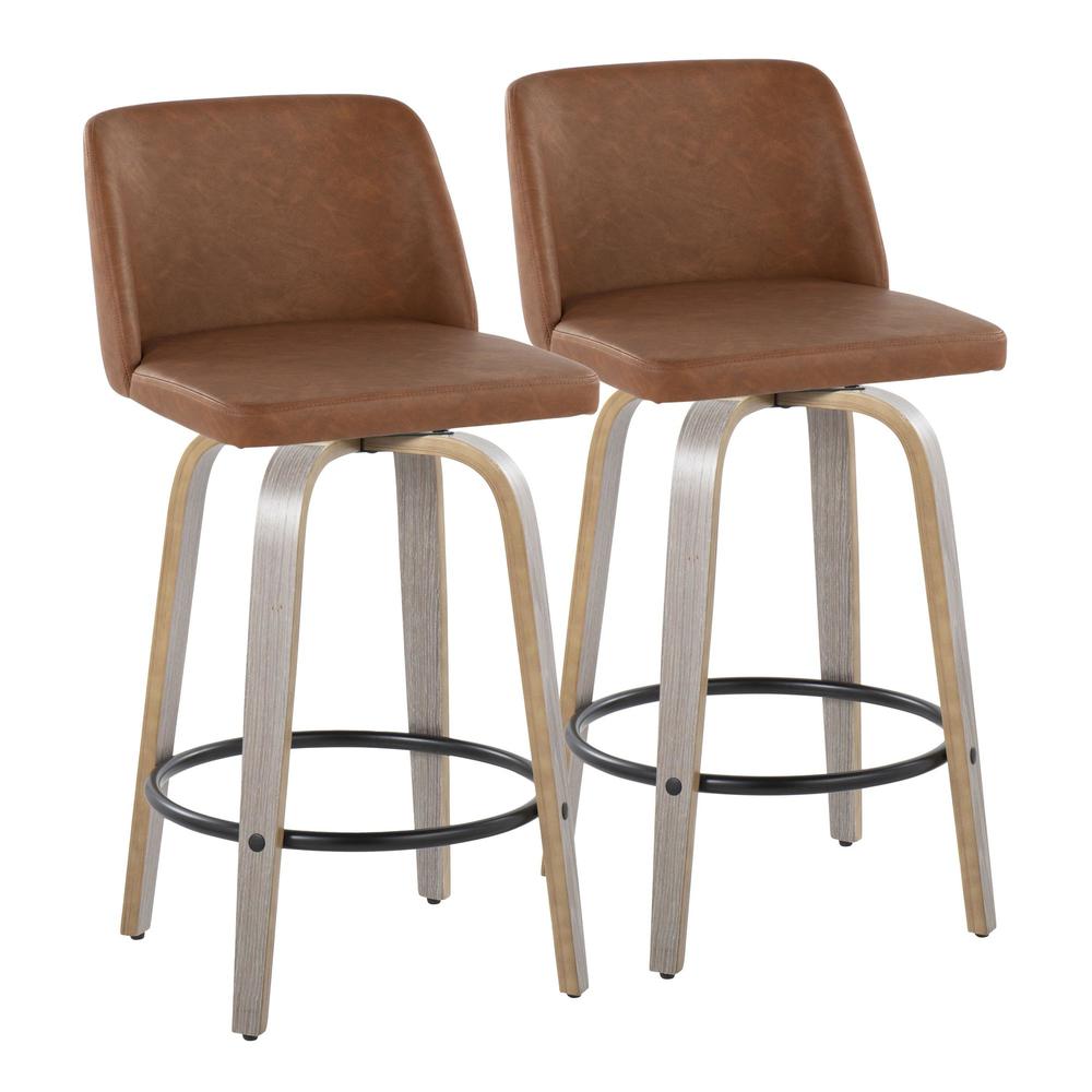 Grey Toriano 26" Fixed-Height Counter Stool - Set of 2. Picture 1
