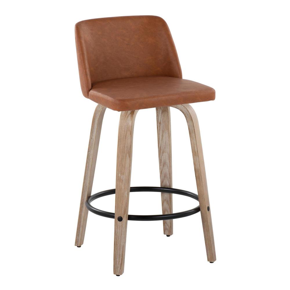 White Toriano 26" Fixed-Height Counter Stool - Set of 2. Picture 2
