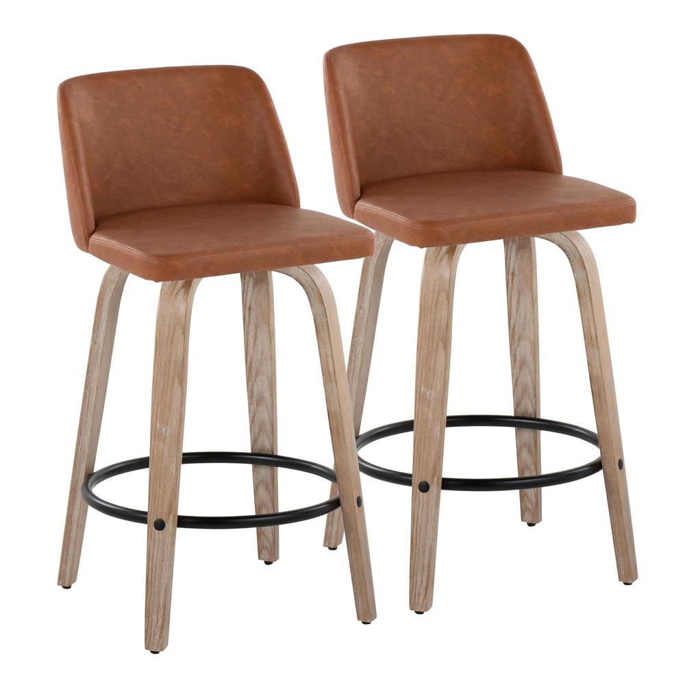 White Toriano 26" Fixed-Height Counter Stool - Set of 2. Picture 1