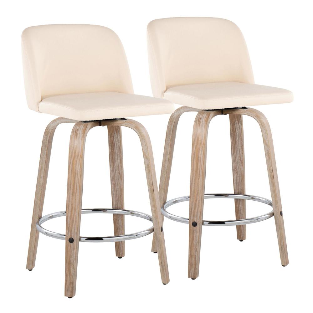 White Toriano 26" Fixed-Height Counter Stool - Set of 2. Picture 1