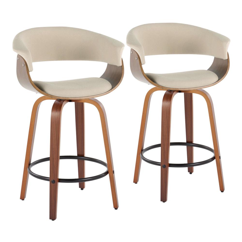 Beige Vintage Mod 26" Fixed-Height Counter Stool - Set of 2. Picture 1
