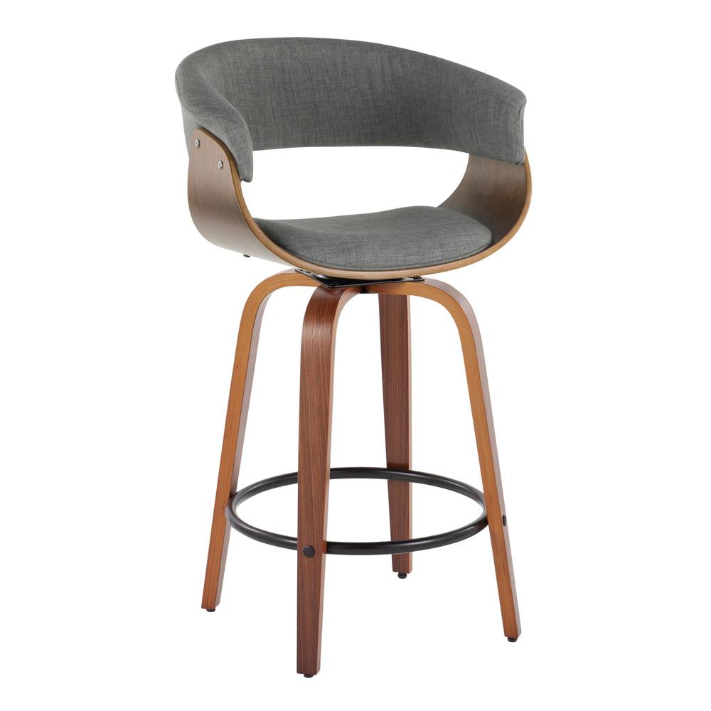 Grey Vintage Mod 26" Fixed-Height Counter Stool - Set of 2. Picture 2