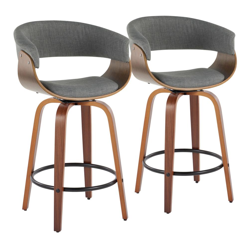 Grey Vintage Mod 26" Fixed-Height Counter Stool - Set of 2. Picture 1