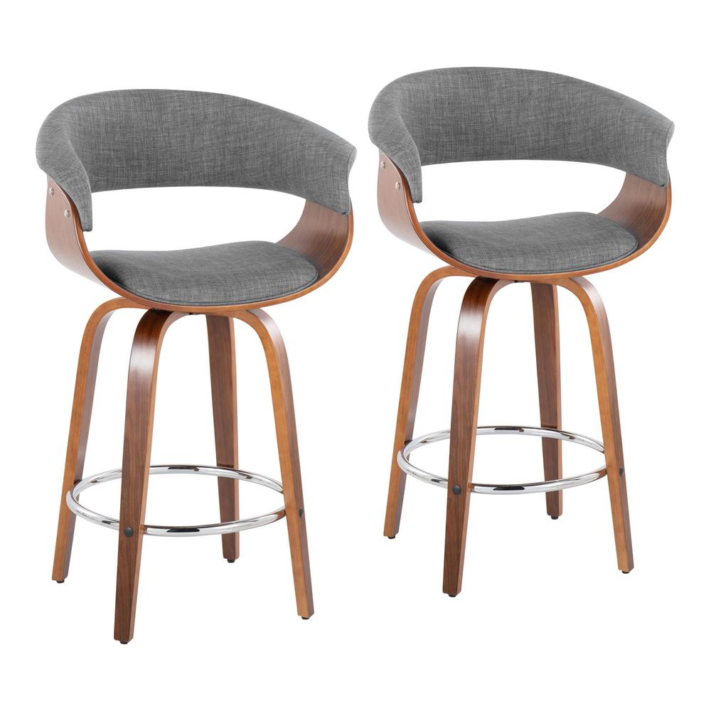 Grey Vintage Mod 26" Fixed-Height Counter Stool - Set of 2. Picture 1