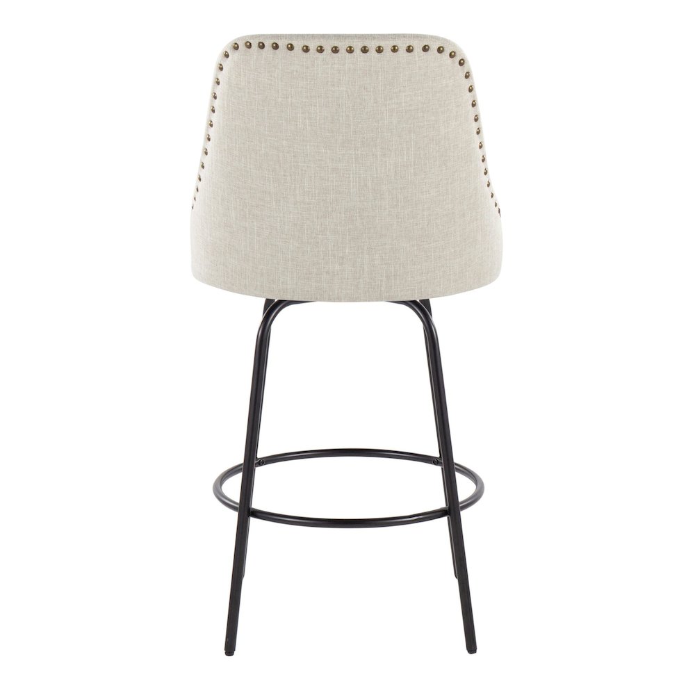 Studded Marcel 27" Fixed-Height Counter Stool - Set of  2. Picture 5