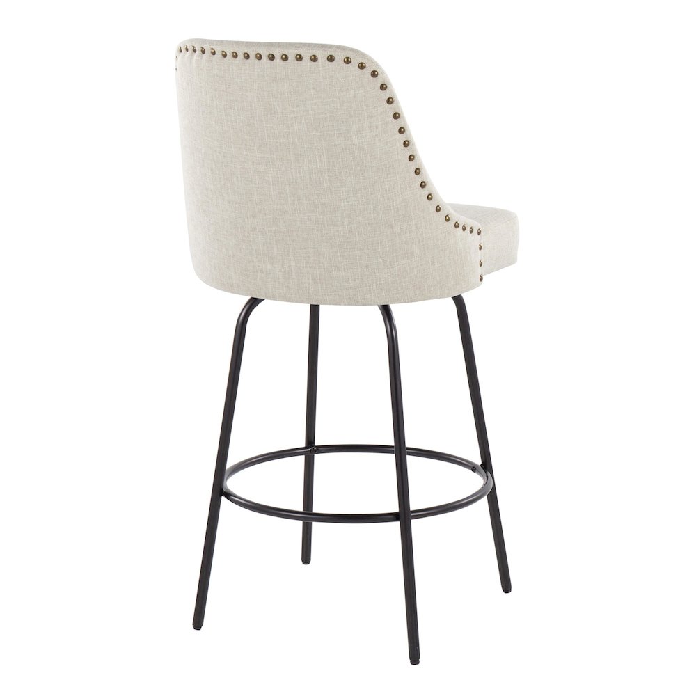Studded Marcel 27" Fixed-Height Counter Stool - Set of  2. Picture 4