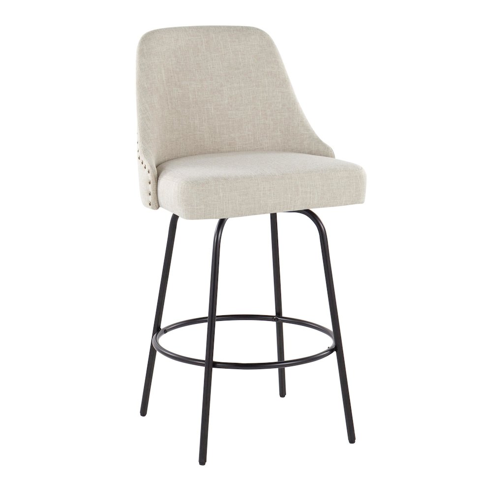 Studded Marcel 27" Fixed-Height Counter Stool - Set of  2. Picture 2
