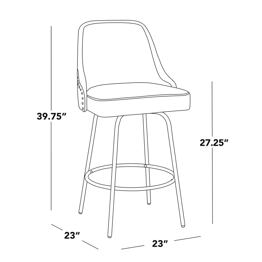 Studded Marcel 27" Fixed-Height Counter Stool - Set of  2. Picture 10