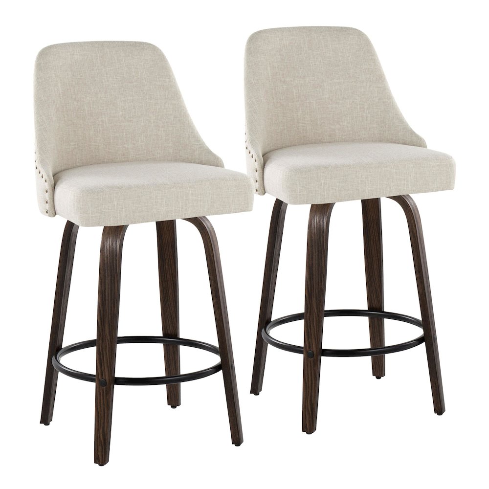 Studded Marcel 27" Fixed-Height Counter Stool - Set of  2. Picture 1