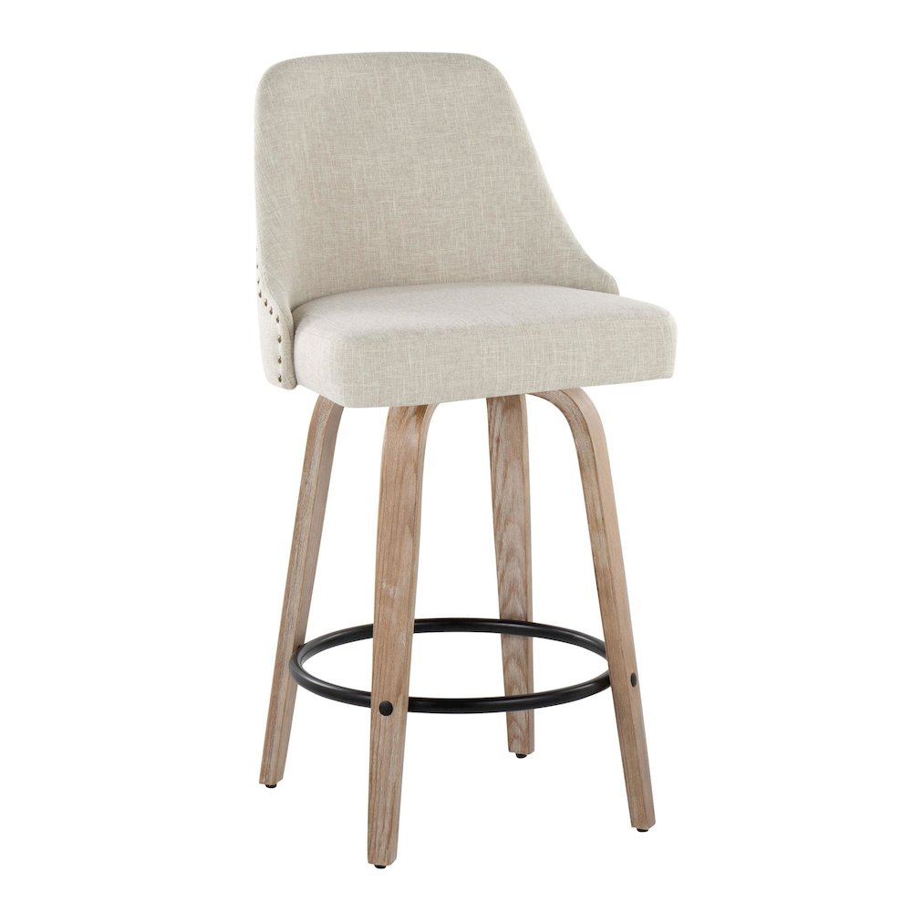 Studded Marcel 27" Fixed-Height Counter Stool - Set of  2. Picture 2