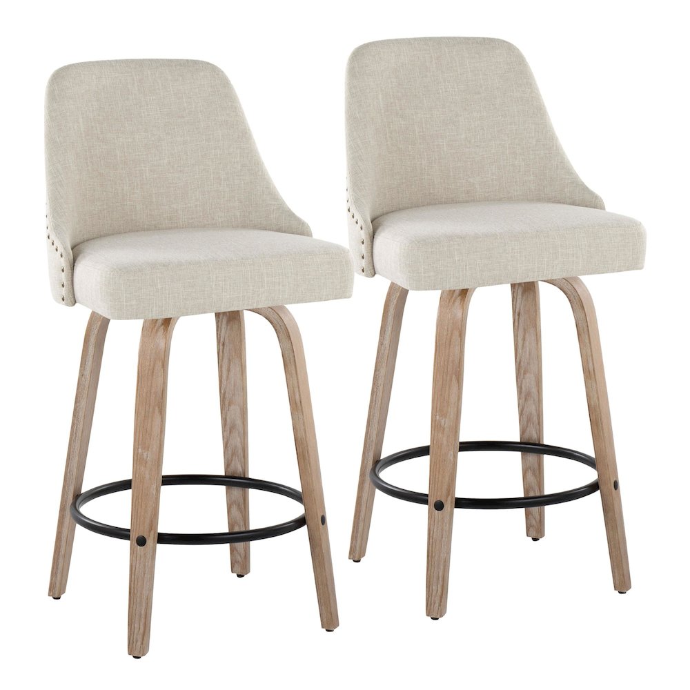 Studded Marcel 27" Fixed-Height Counter Stool - Set of  2. Picture 1