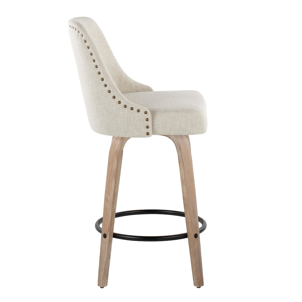 Studded Marcel 27" Fixed-Height Counter Stool - Set of  2. Picture 3