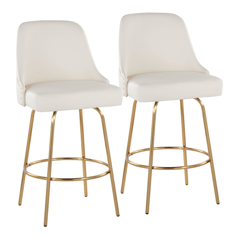 Studded Marcel 27" Fixed-Height Counter Stool - Set of  2. Picture 1