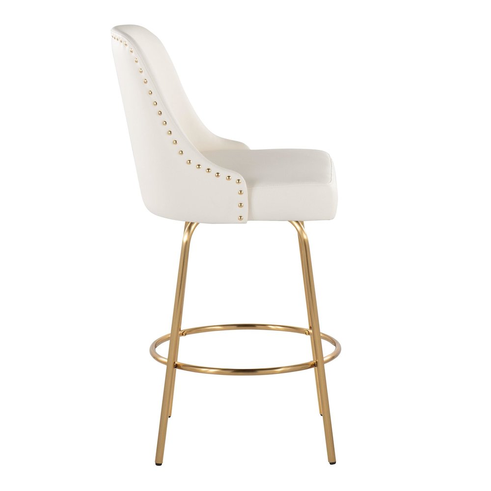 Studded Marcel 27" Fixed-Height Counter Stool - Set of  2. Picture 3
