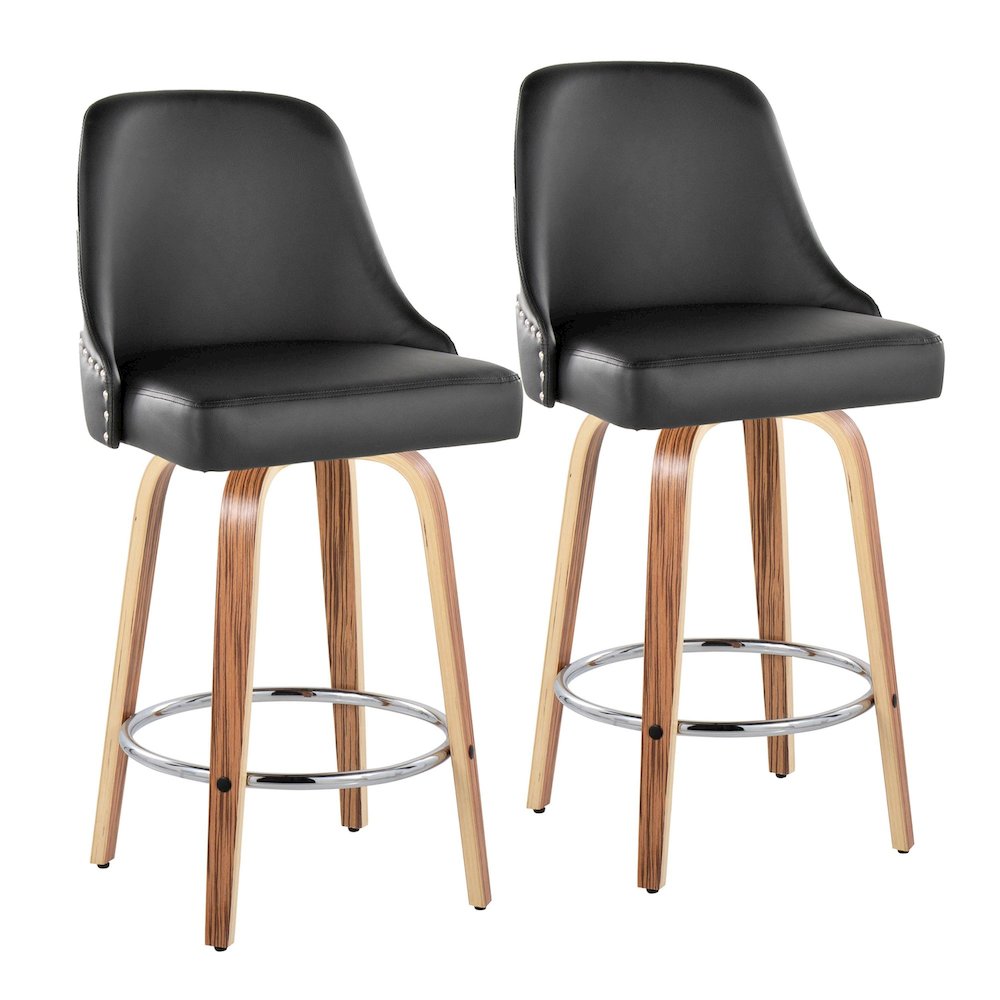 Studded Marcel 27" Fixed-Height Counter Stool - Set of  2. Picture 1