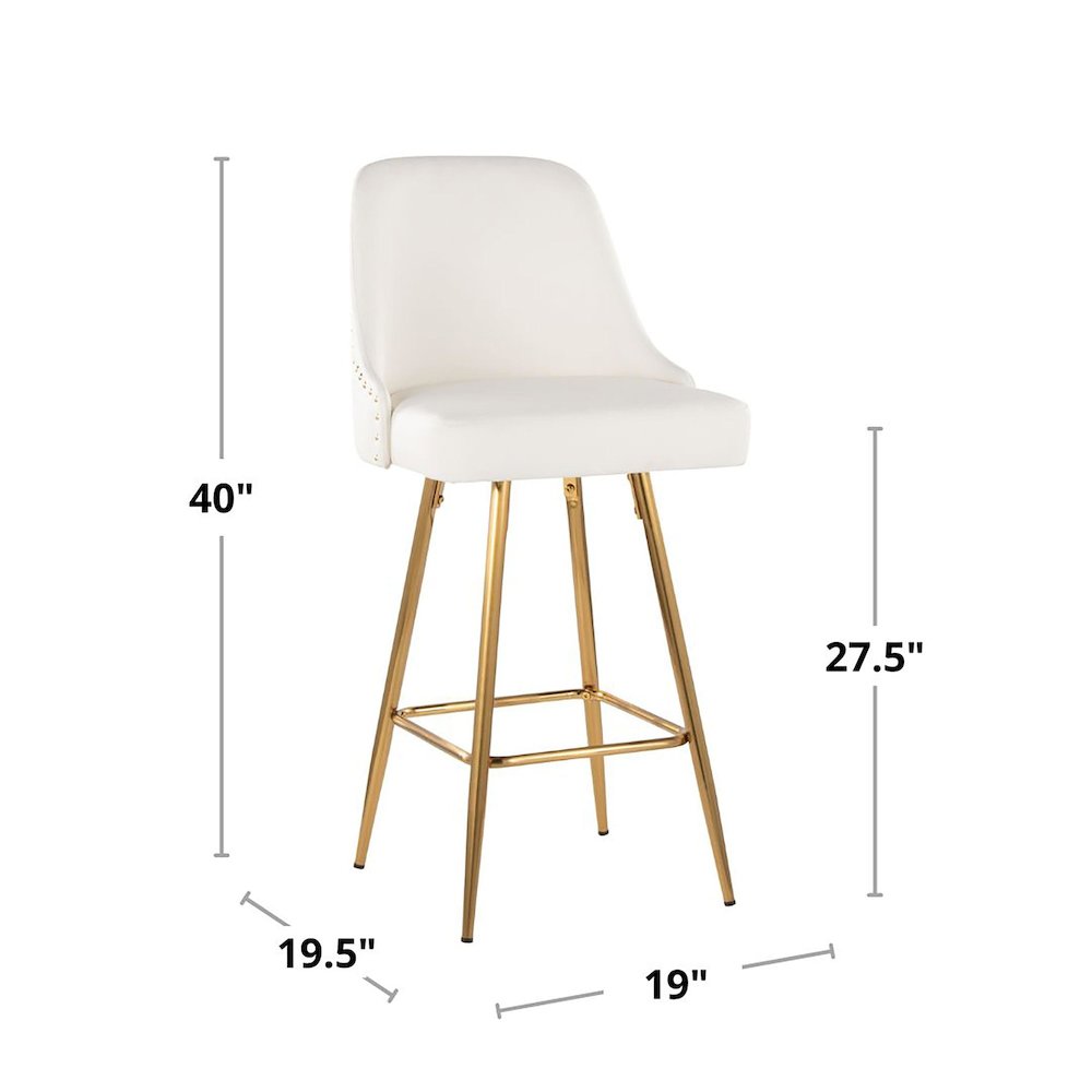 Studded Marcel 27" Fixed-Height Counter Stool - Set of 2. Picture 10