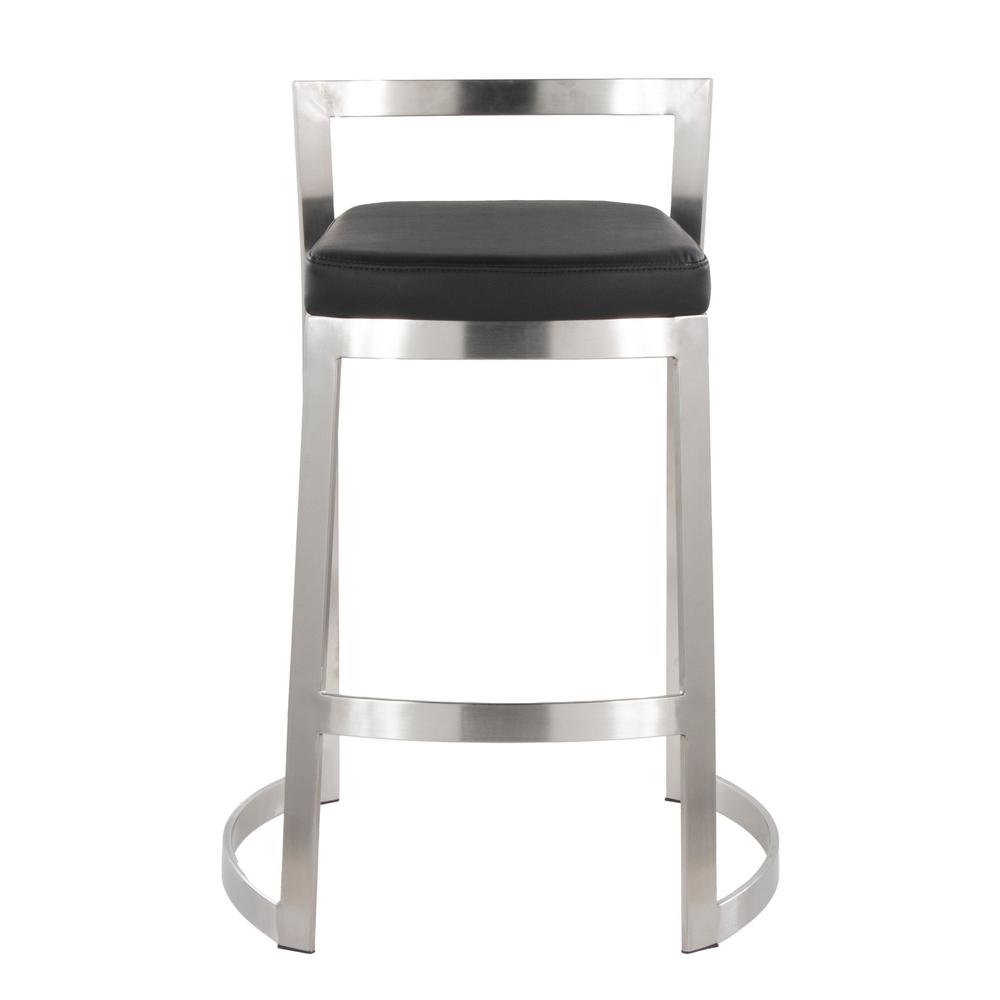 Stainless Steel, Black PU Fuji DLX Counter Stool - Set of 2. Picture 6