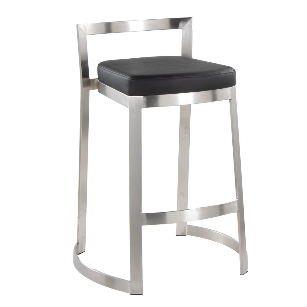Stainless Steel, Black PU Fuji DLX Counter Stool - Set of 2. Picture 2
